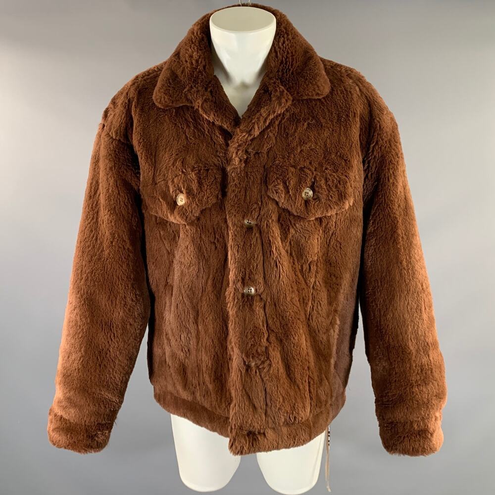 MASTERMIND JAPAN Size S Brown Textured Polyester Trucker Jacket